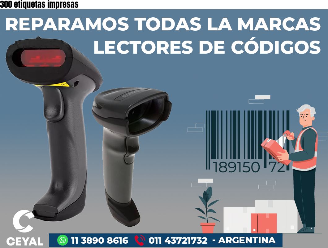 300 etiquetas impresas