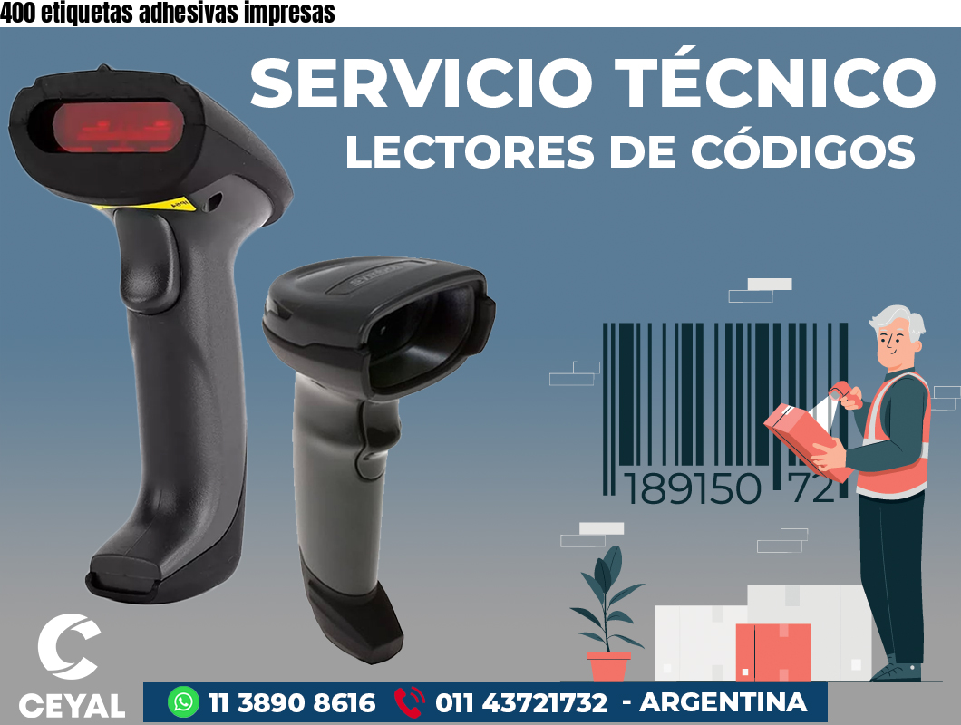 400 etiquetas adhesivas impresas
