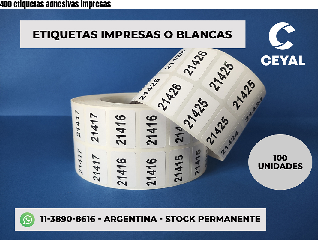 400 etiquetas adhesivas impresas