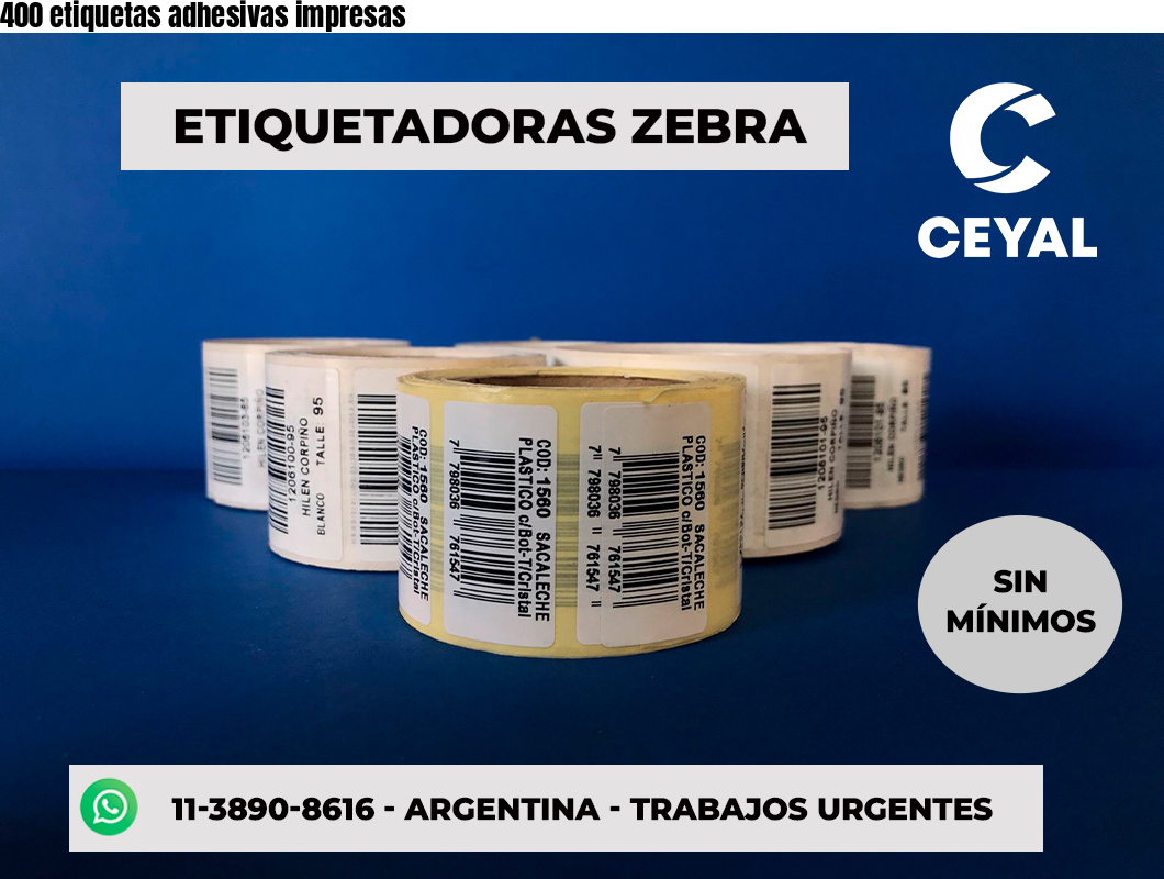 400 etiquetas adhesivas impresas