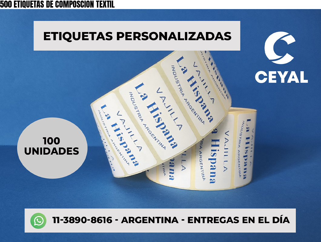 500 ETIQUETAS DE COMPOSCION TEXTIL