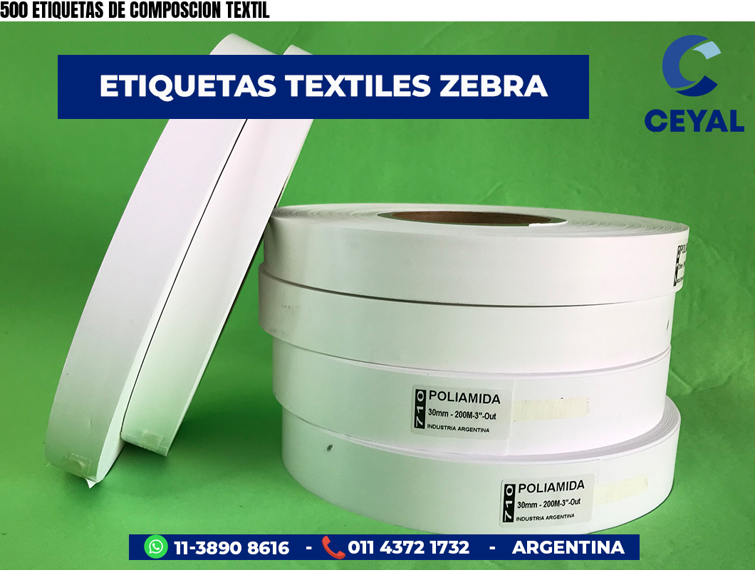500 ETIQUETAS DE COMPOSCION TEXTIL