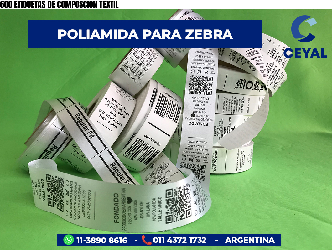 600 ETIQUETAS DE COMPOSCION TEXTIL