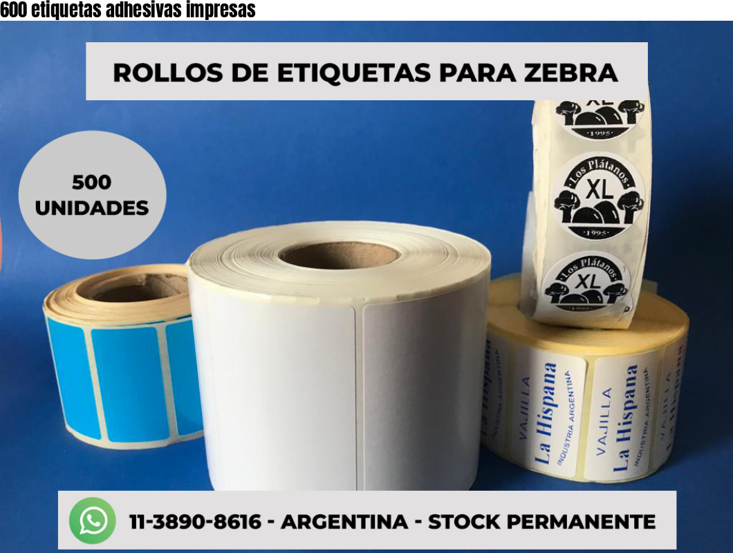 600 etiquetas adhesivas impresas