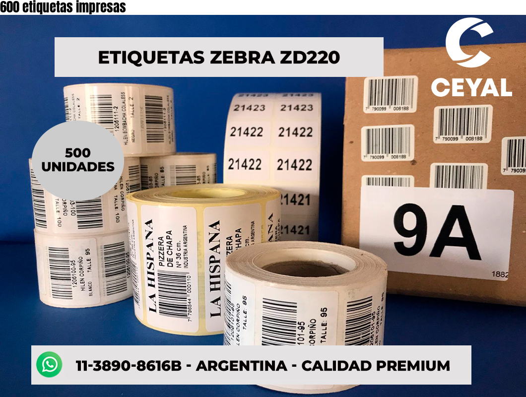 600 etiquetas impresas