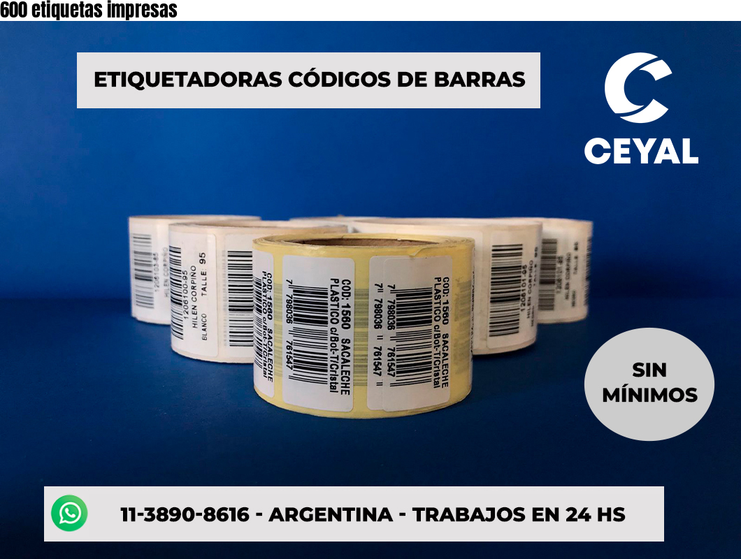 600 etiquetas impresas