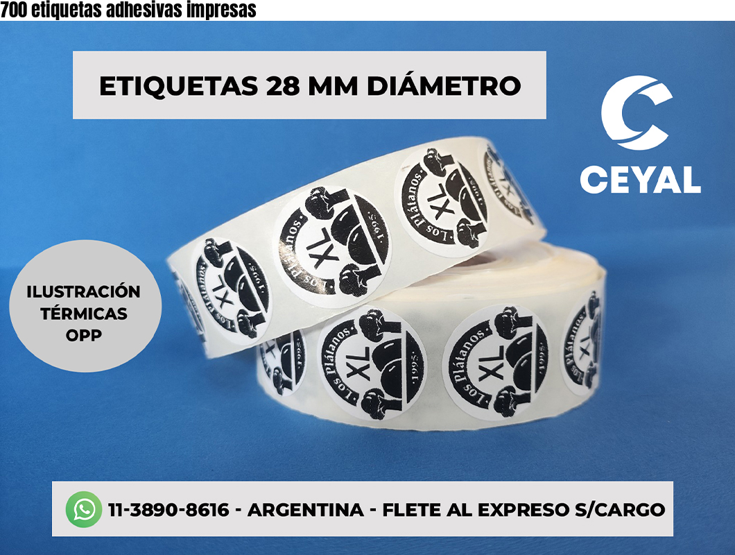 700 etiquetas adhesivas impresas