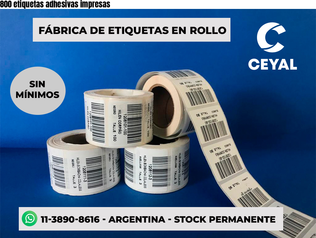 800 etiquetas adhesivas impresas