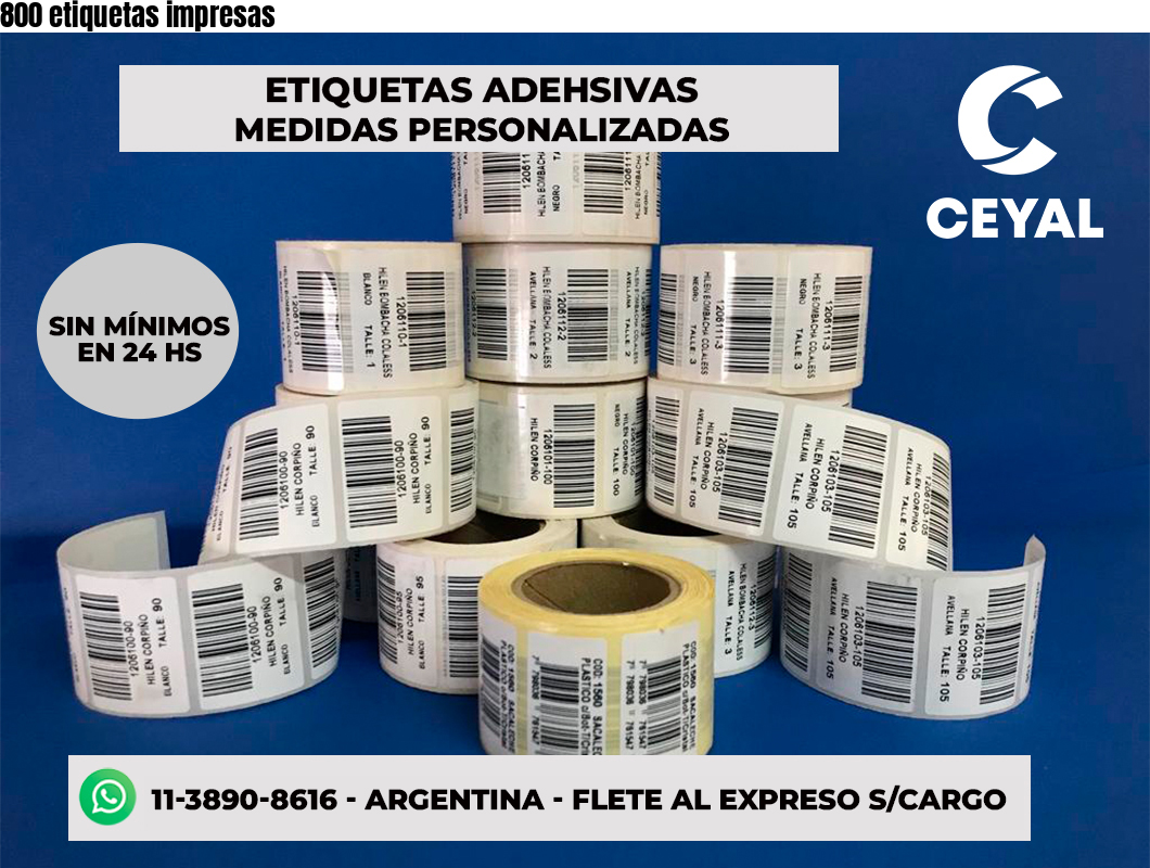 800 etiquetas impresas