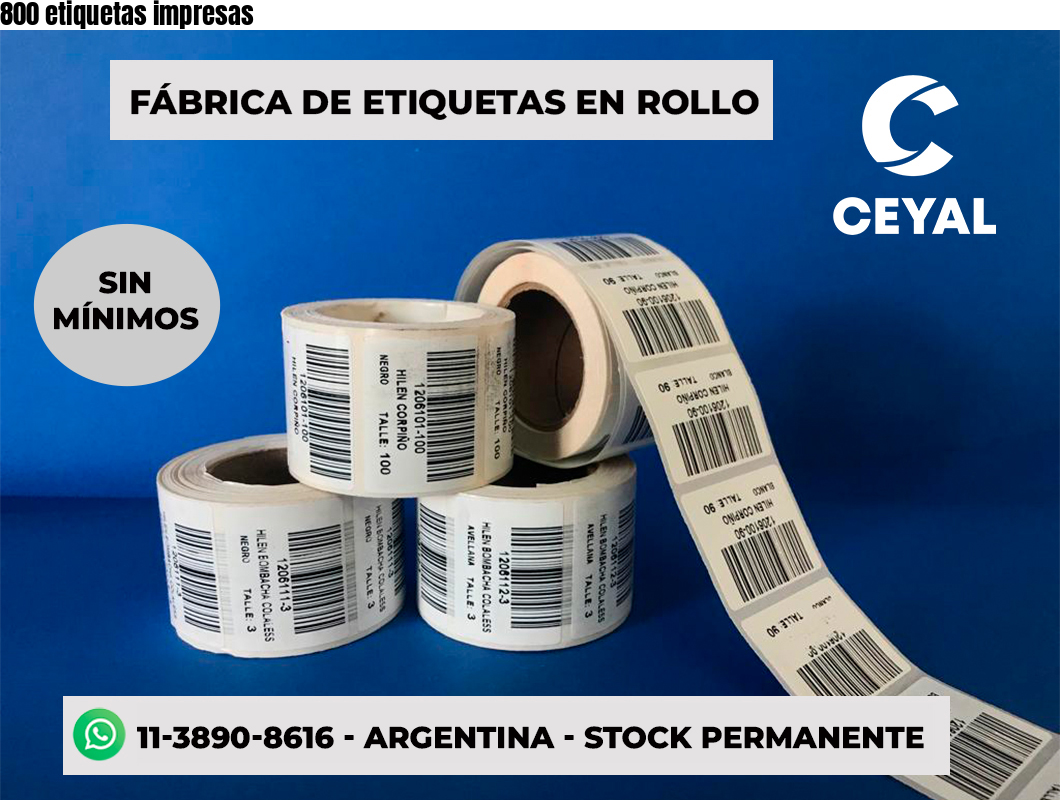 800 etiquetas impresas
