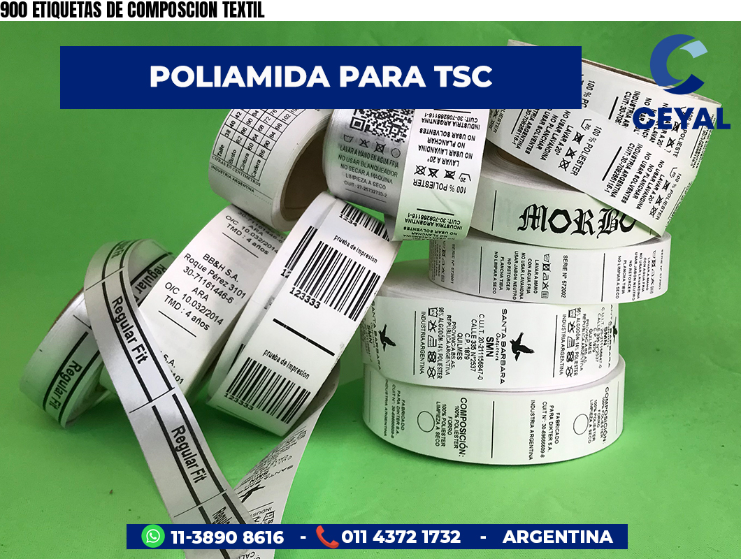 900 ETIQUETAS DE COMPOSCION TEXTIL