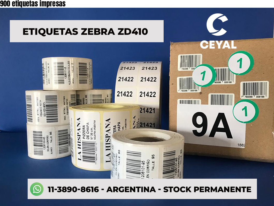 900 etiquetas impresas