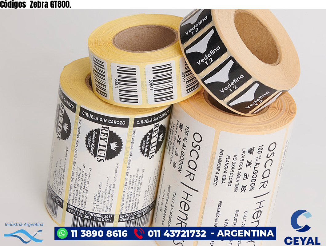Códigos Zebra GT800.