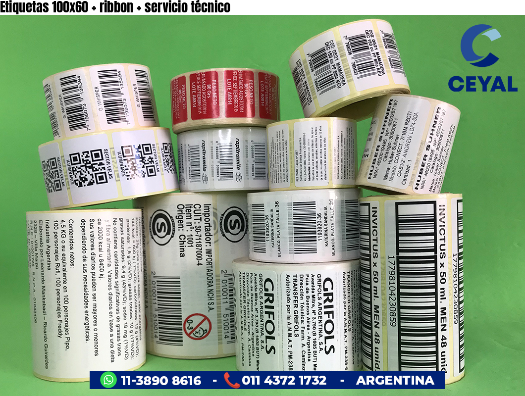 Etiquetas 100x60 ribbon servicio técnico