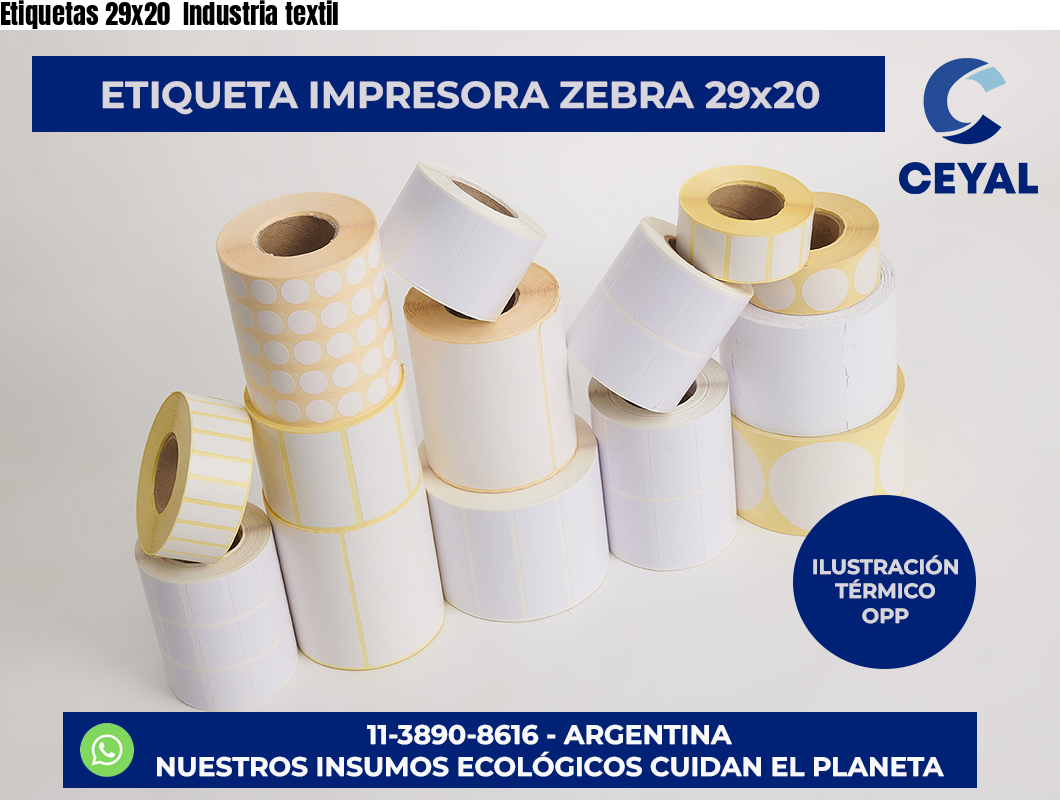 Etiquetas 29×20  Industria textil