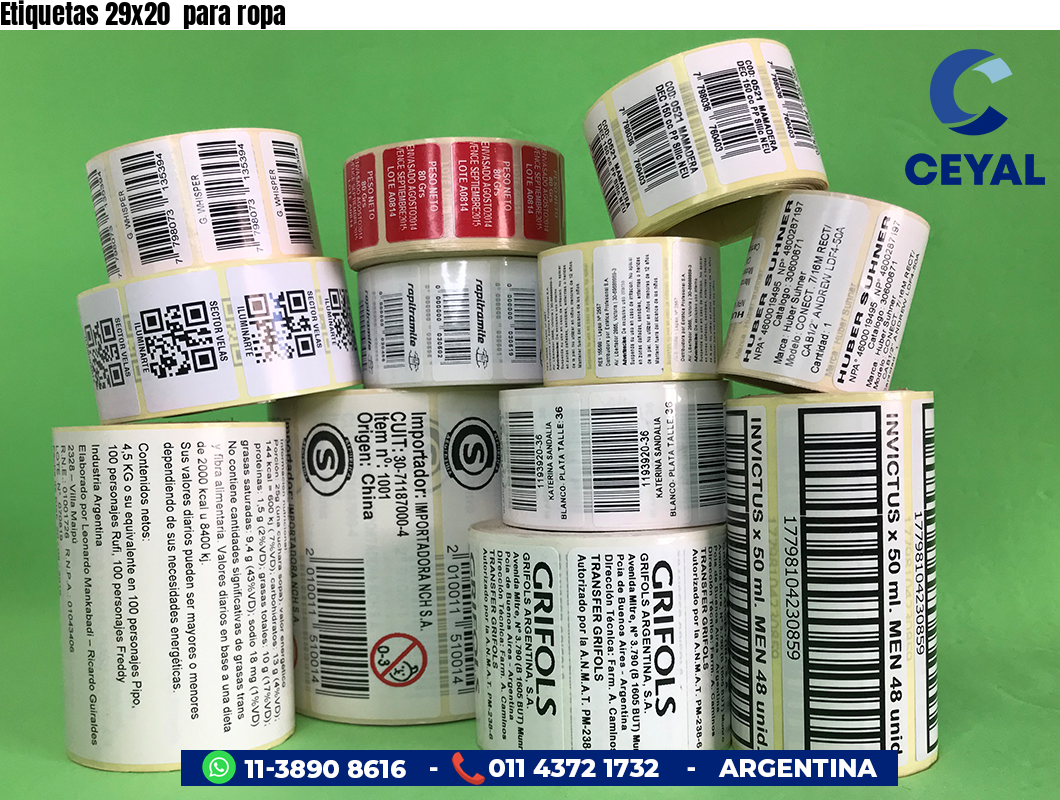 Etiquetas 29x20 para ropa