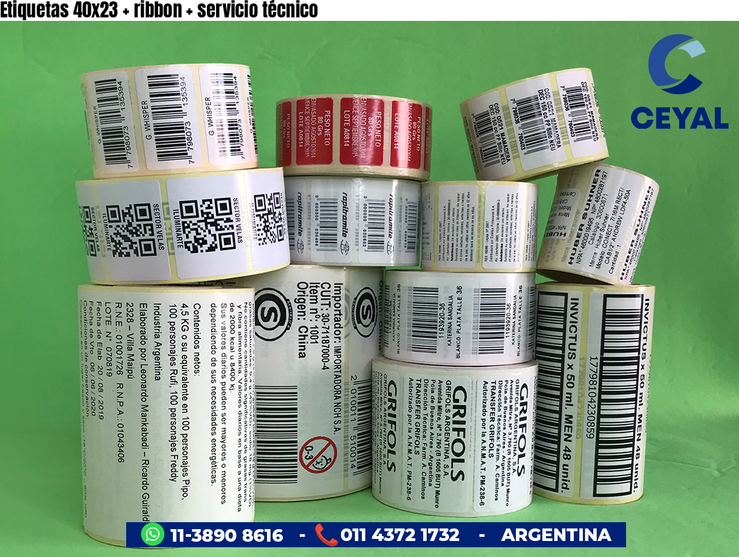 Etiquetas 40x23 ribbon servicio técnico
