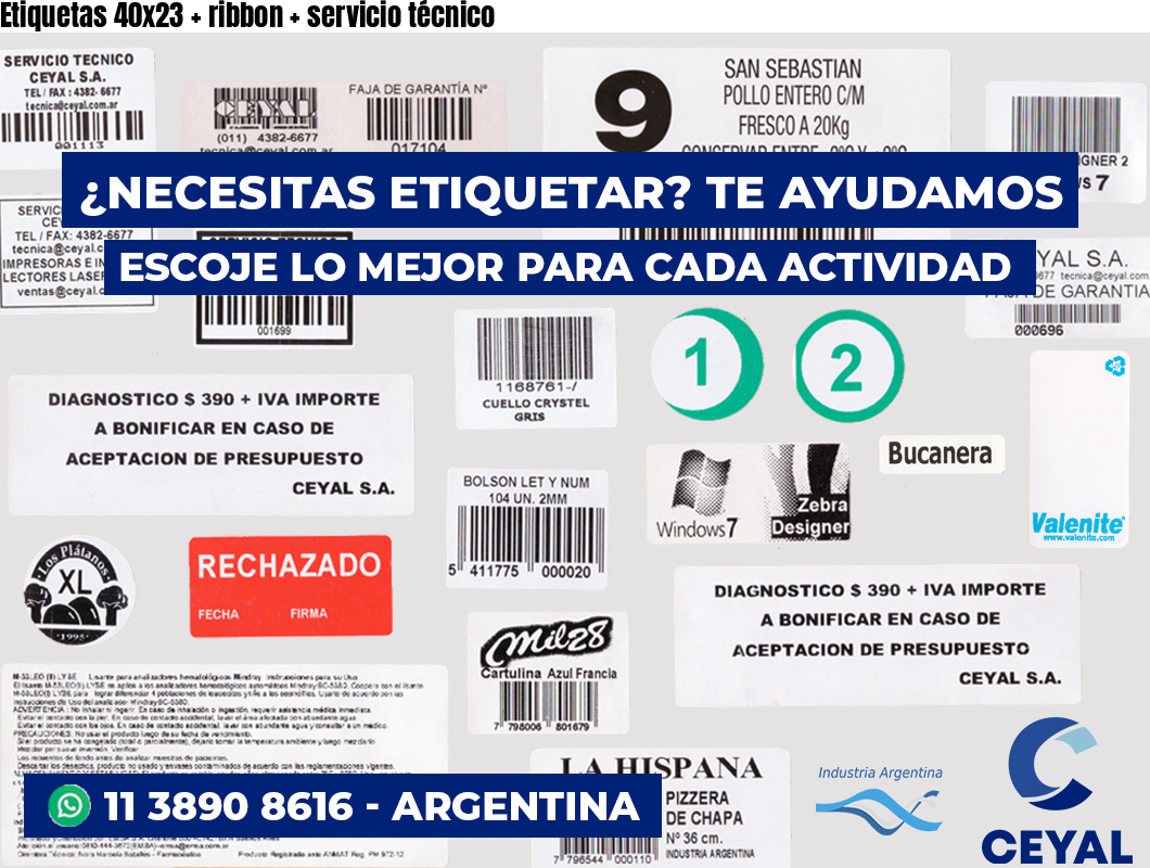 Etiquetas 40x23 ribbon servicio técnico