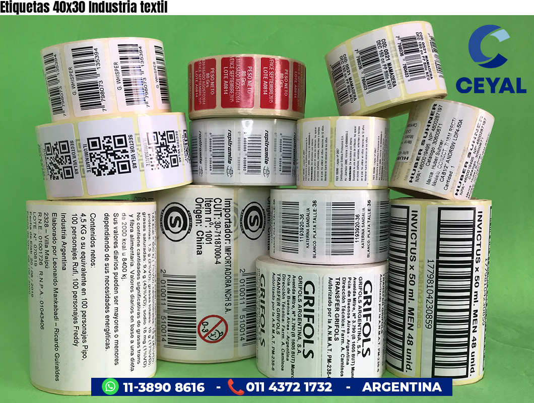 Etiquetas 40x30 Industria textil