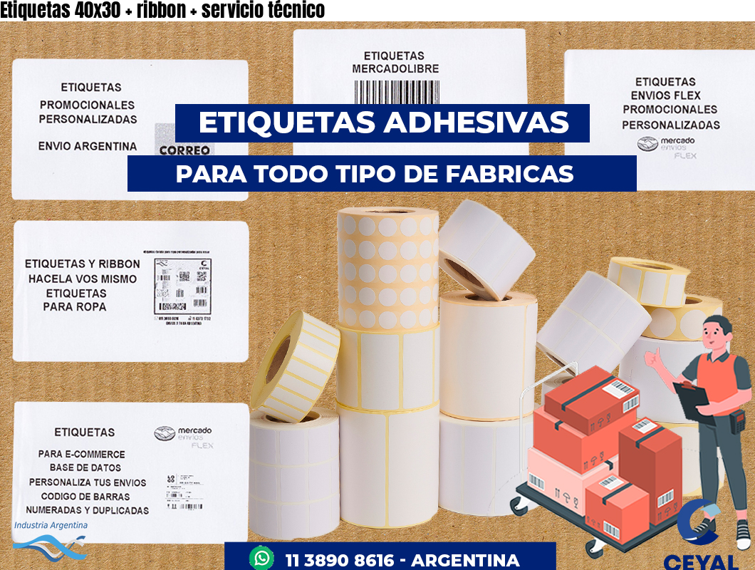 Etiquetas 40x30 ribbon servicio técnico