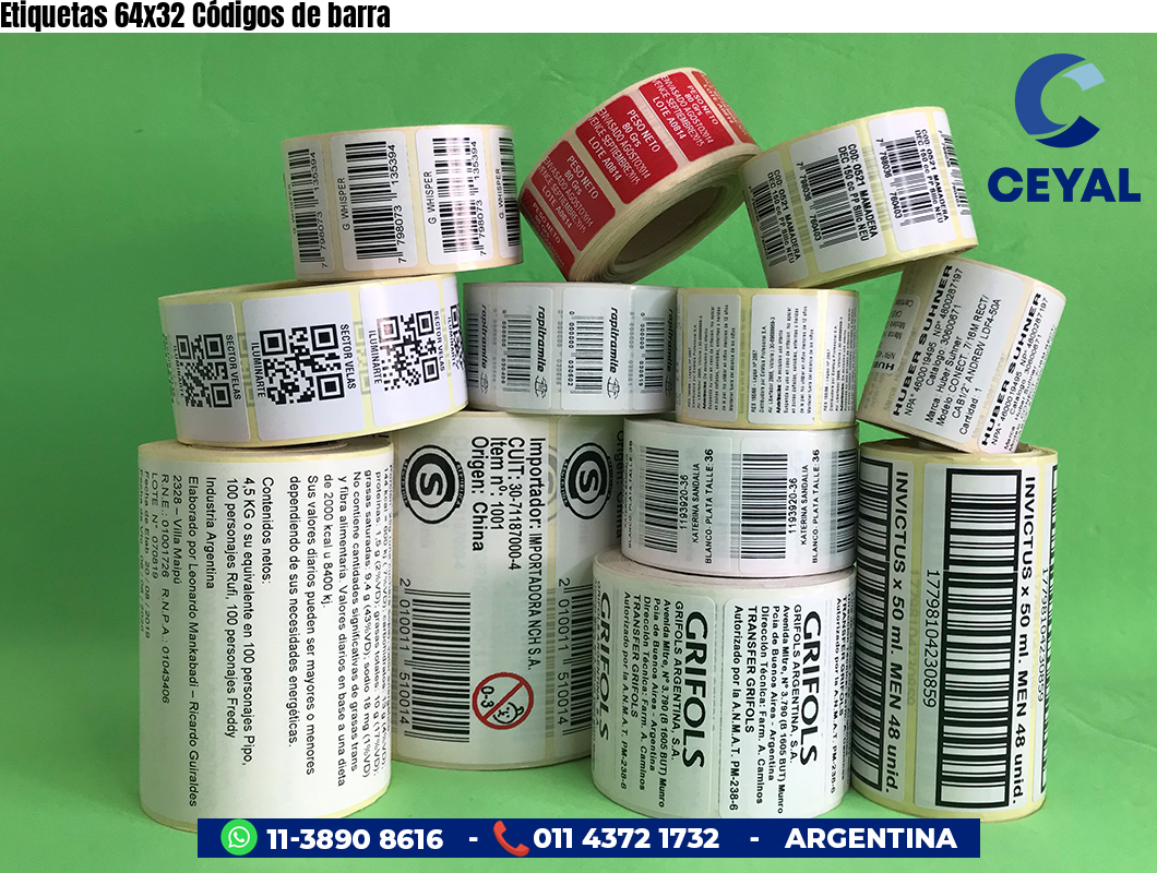Etiquetas 64x32 Códigos de barra