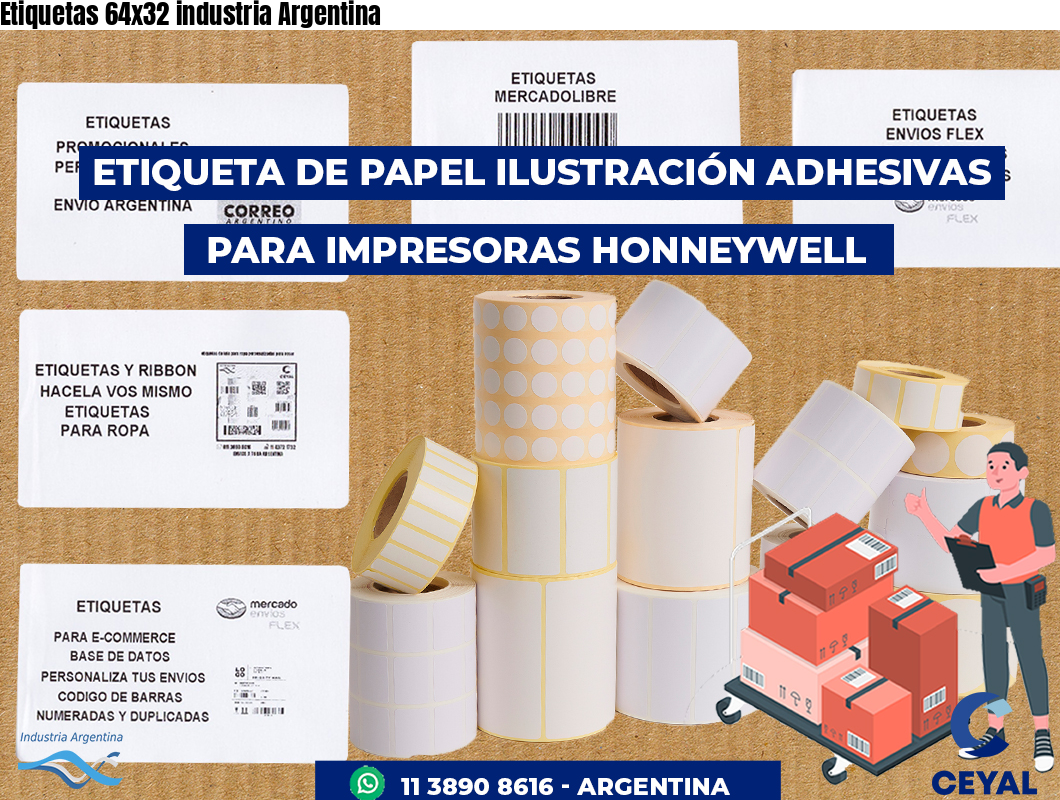 Etiquetas 64x32 industria Argentina