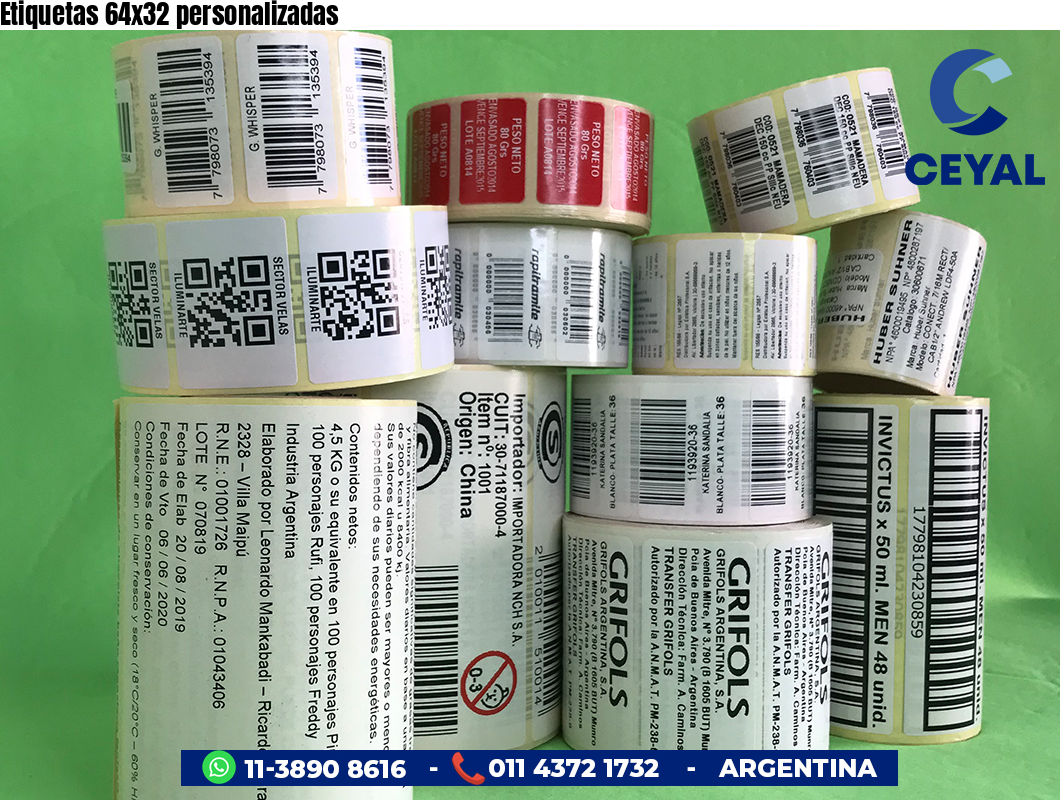 Etiquetas 64x32 personalizadas