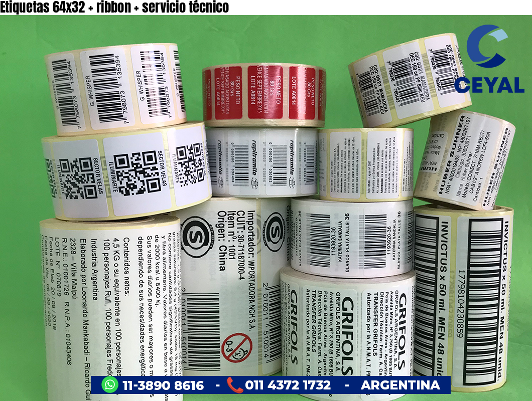 Etiquetas 64x32 ribbon servicio técnico