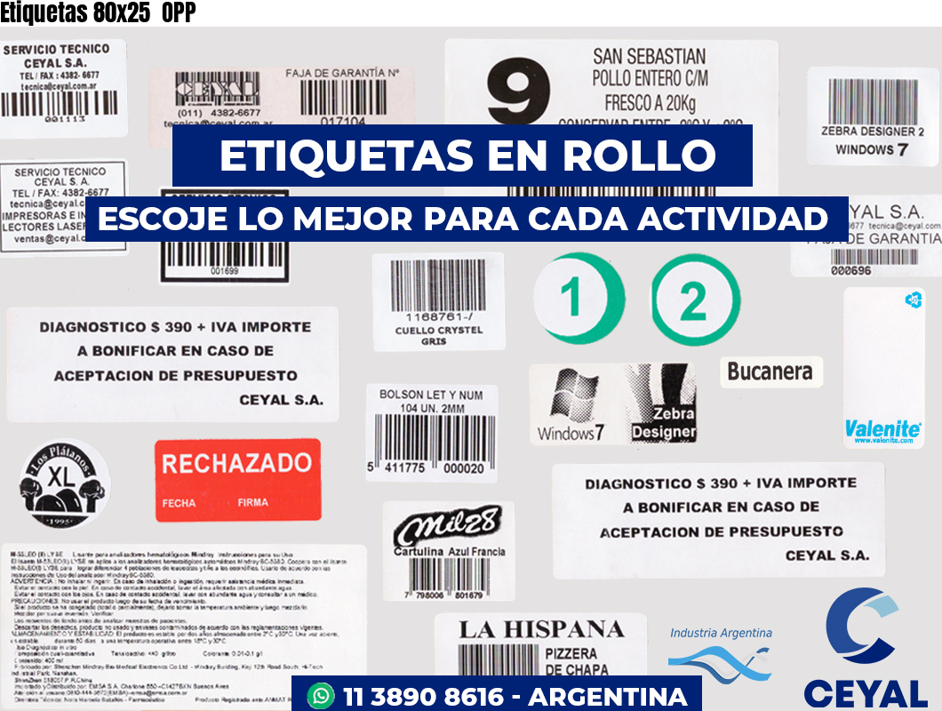 Etiquetas 80x25 OPP