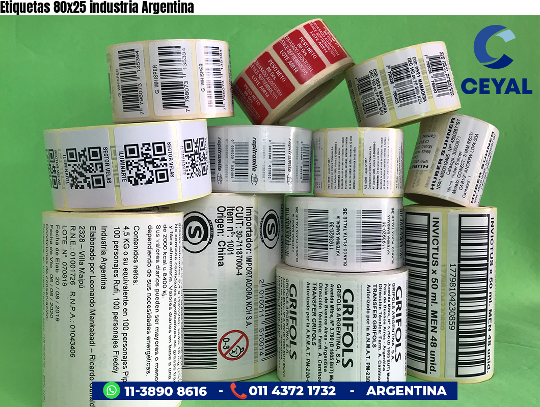 Etiquetas 80x25 industria Argentina