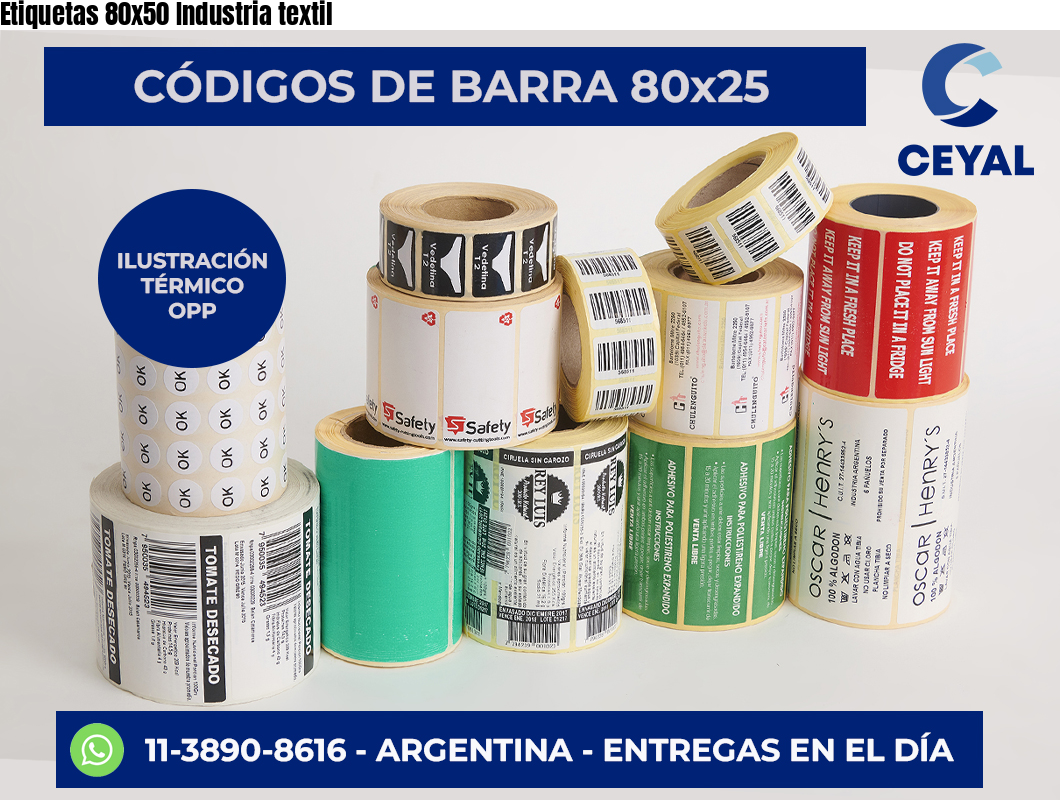 Etiquetas 80×50 Industria textil
