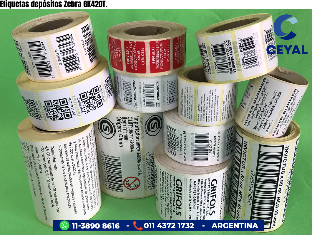 Etiquetas depósitos Zebra GK420T.