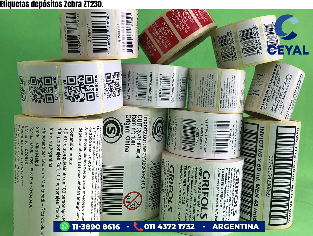 Etiquetas depósitos Zebra ZT230.