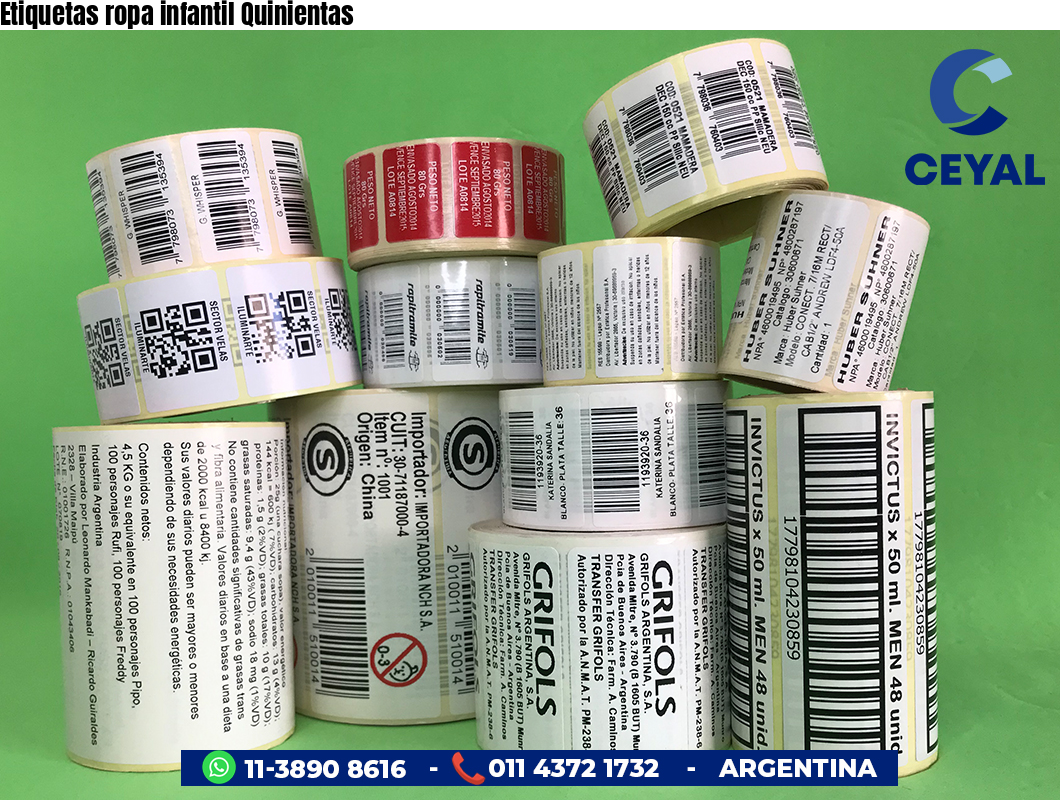 Etiquetas ropa infantil Quinientas