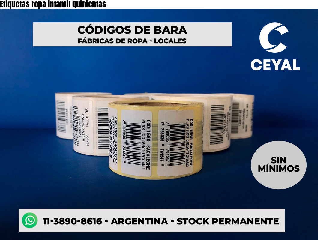 Etiquetas ropa infantil Quinientas