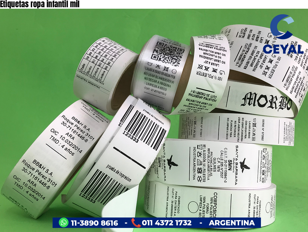 Etiquetas ropa infantil mil