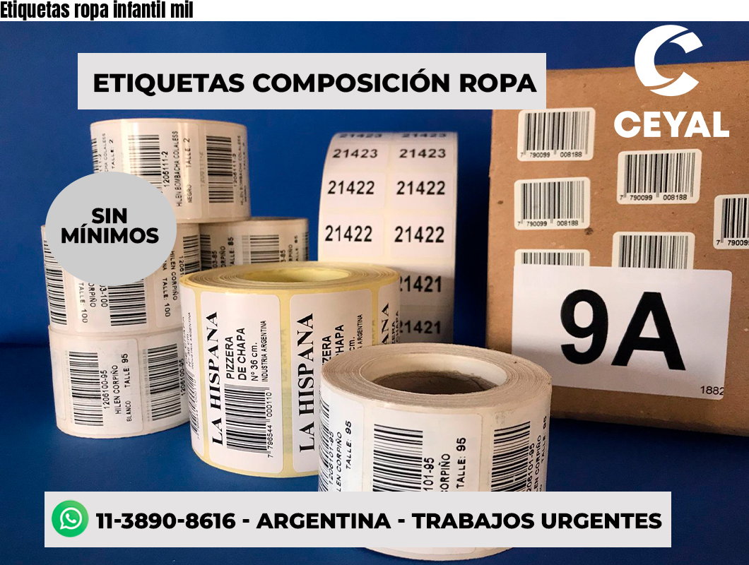 Etiquetas ropa infantil mil