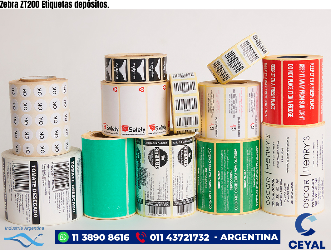 Zebra ZT200 Etiquetas depósitos.