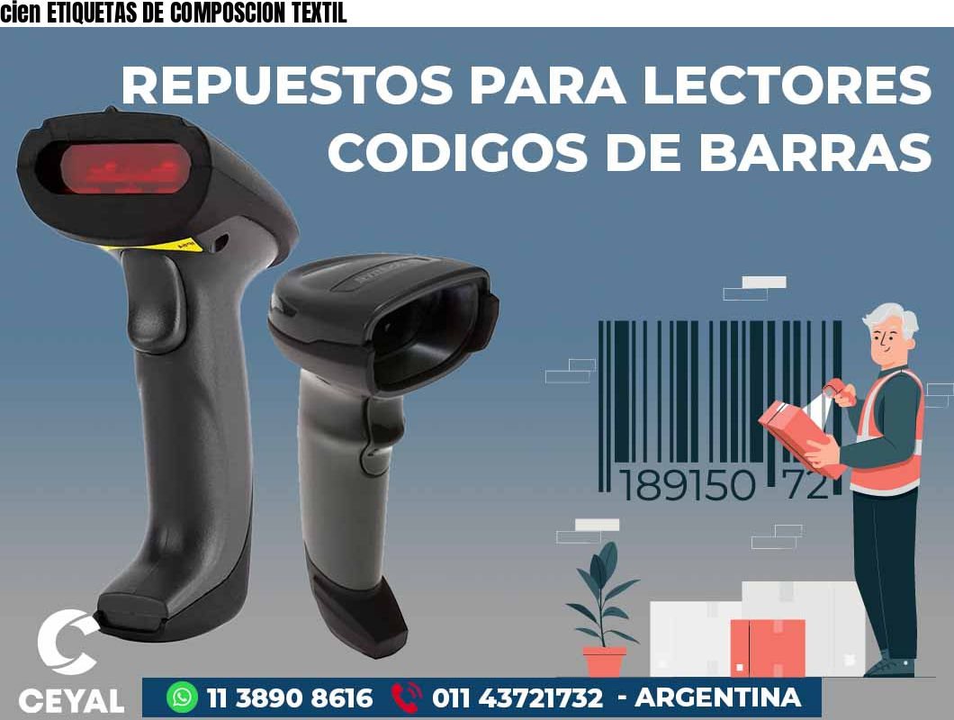 cien ETIQUETAS DE COMPOSCION TEXTIL