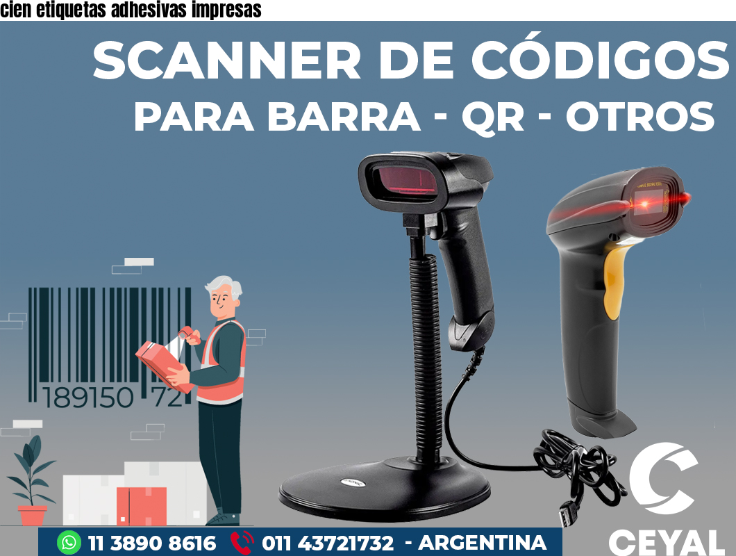 cien etiquetas adhesivas impresas
