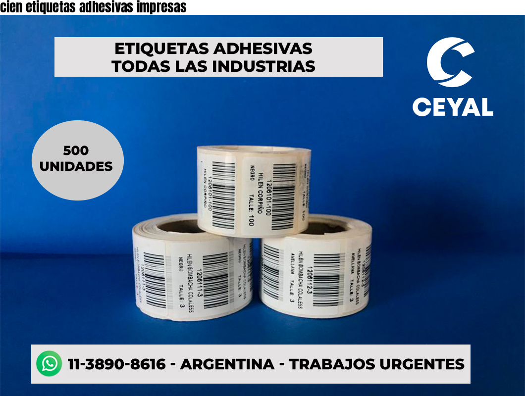 cien etiquetas adhesivas impresas