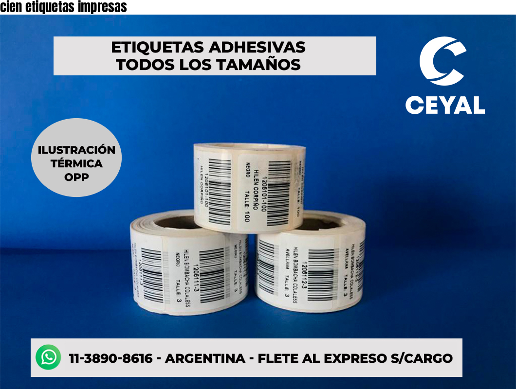 cien etiquetas impresas