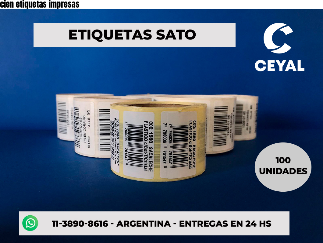cien etiquetas impresas