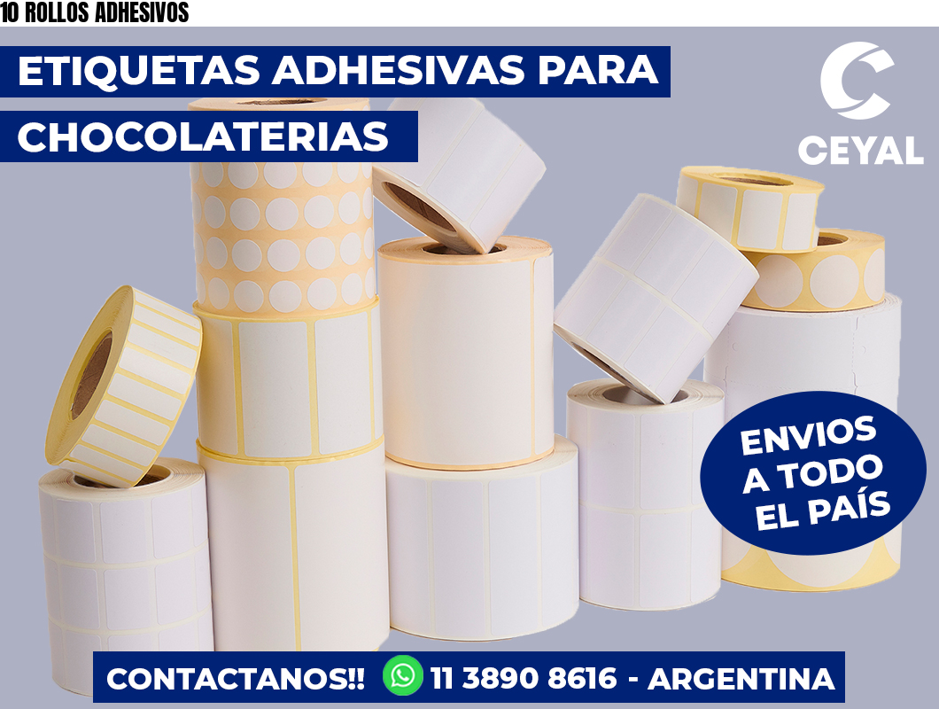 10 ROLLOS ADHESIVOS