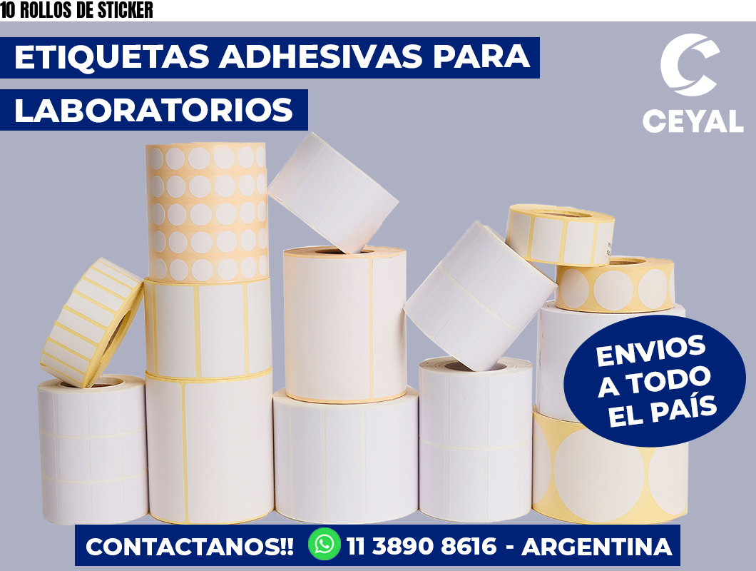 10 ROLLOS DE STICKER