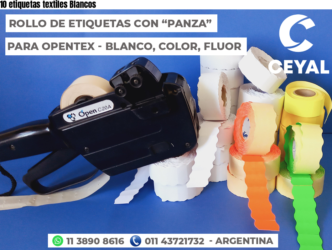 10 etiquetas textiles Blancos