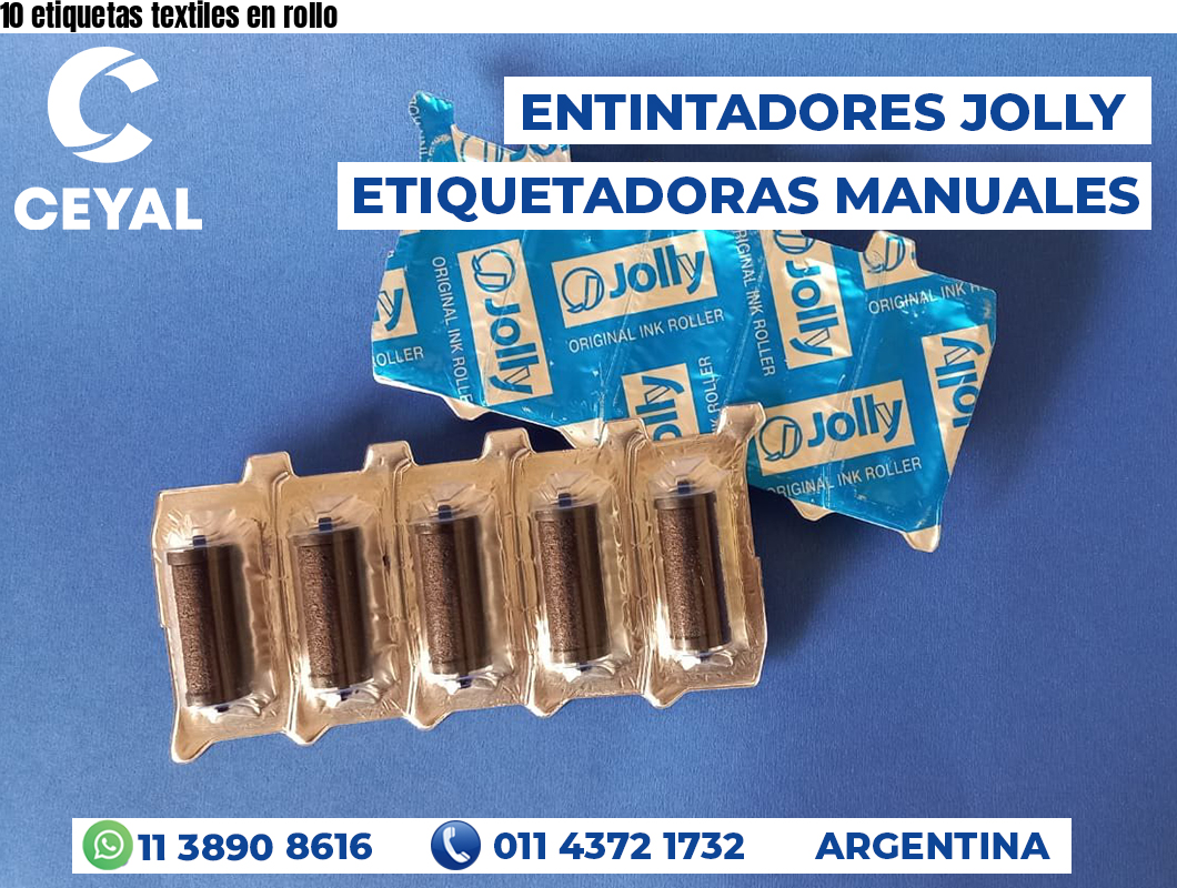 10 etiquetas textiles en rollo