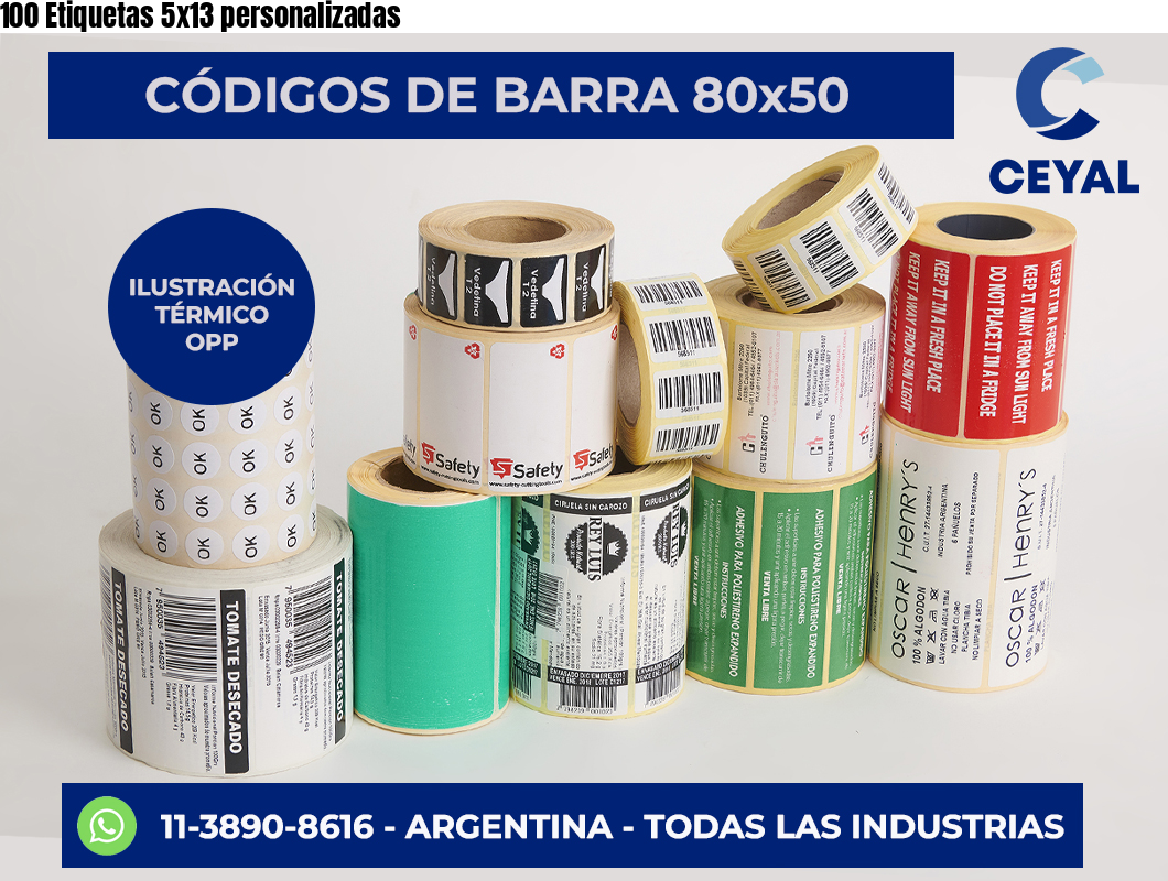 100 Etiquetas 5×13 personalizadas