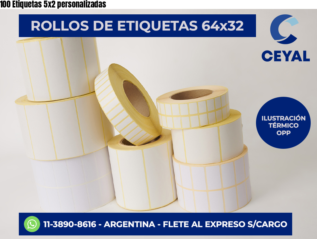 100 Etiquetas 5×2 personalizadas