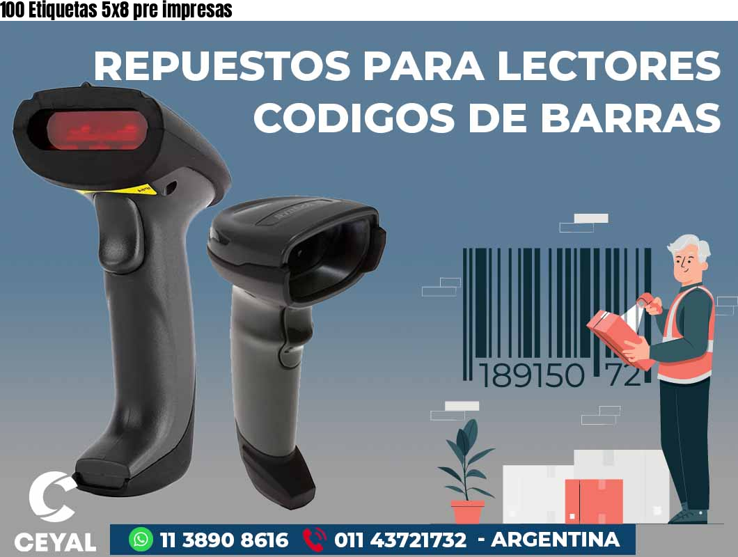 100 Etiquetas 5x8 pre impresas